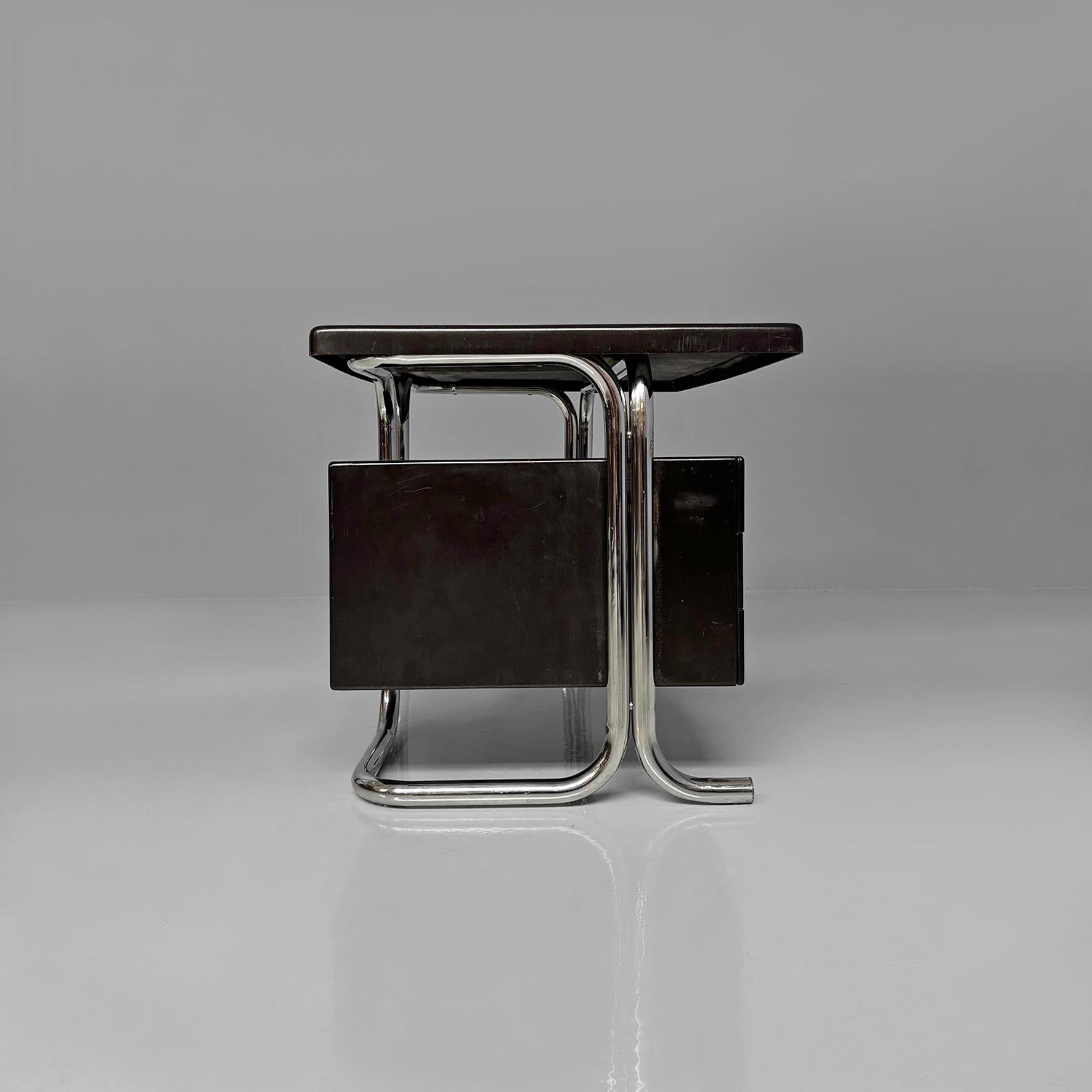 Escritorio moderno italiano de metal y plástico marrón oscuro para 2 INN, años 70 Italiano en venta