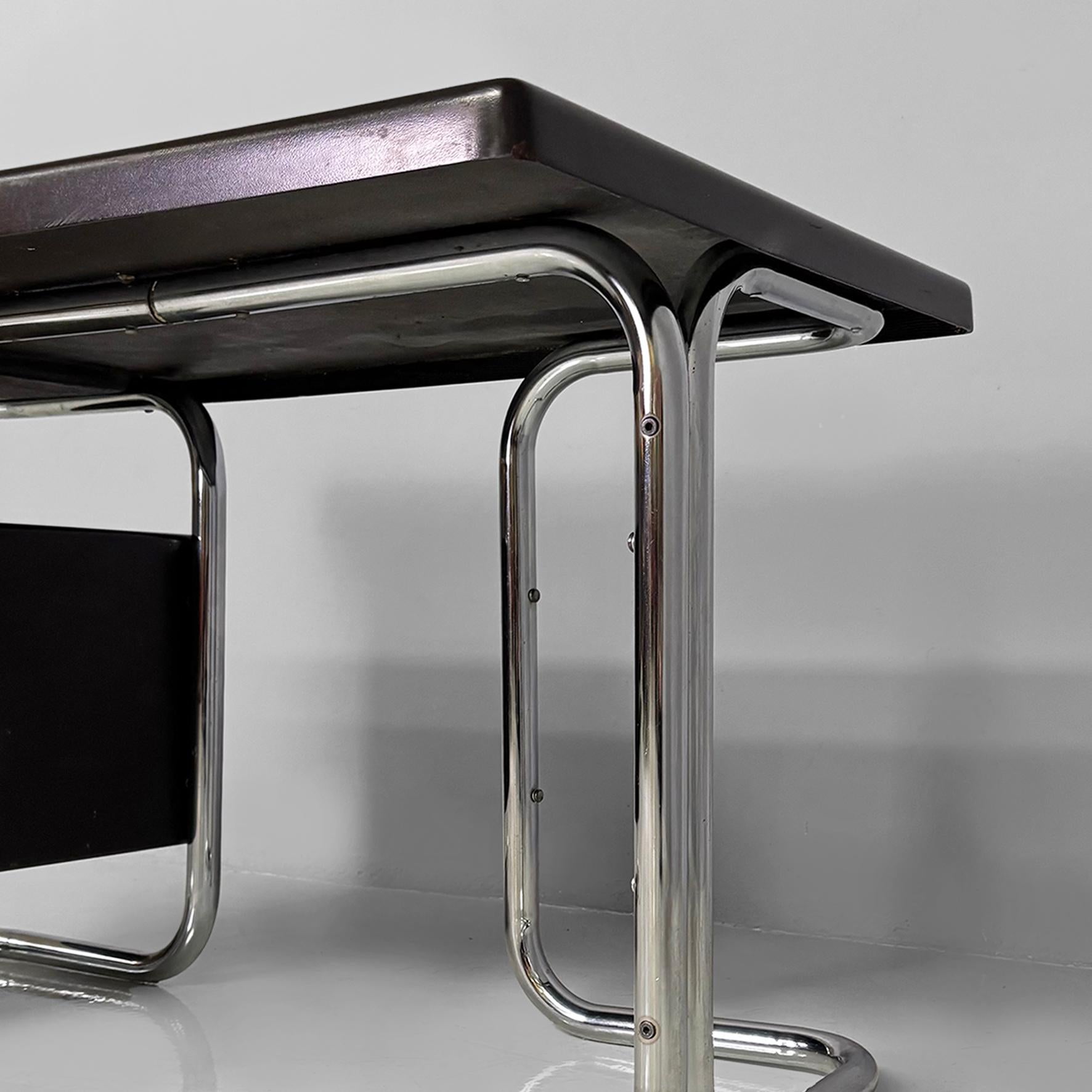 Escritorio moderno italiano de metal y plástico marrón oscuro para 2 INN, años 70 en venta 1