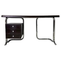 Italian modern metal and dark brown plastic desk for 2 INN, 1970s