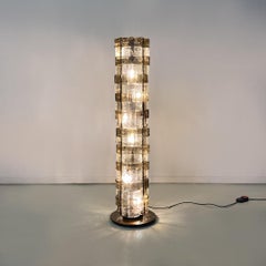 Lampada da terra moderna italiana in metallo e vetro di Carlo Nason per AV Mazzega, anni '70