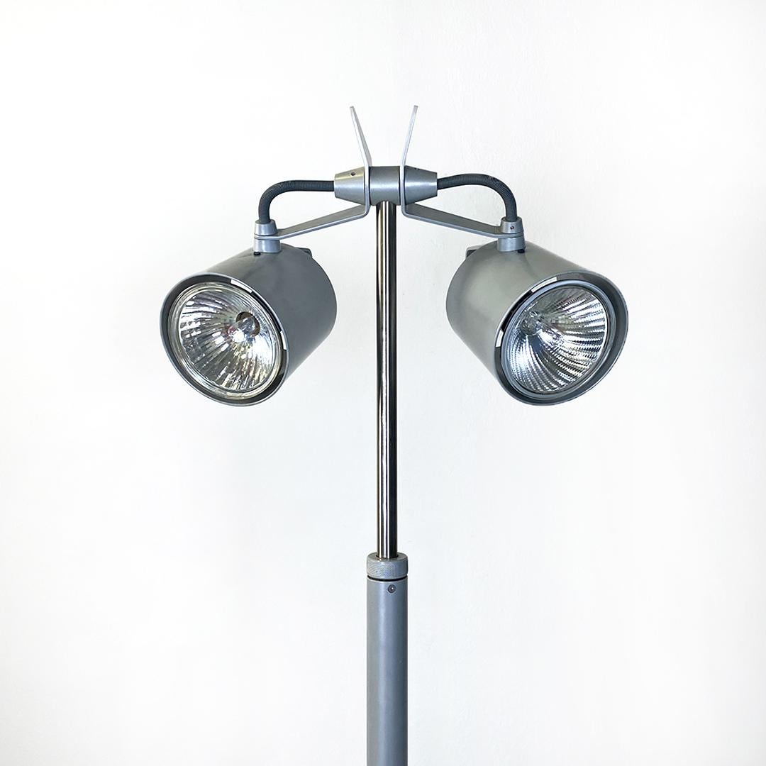 Late 20th Century Italian Modern Metal and Marble Stadium Floor Lamp, Wettstein for Pallucco, 1990 For Sale