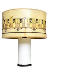 Used Italian Modern Metal and Parchment Table Lamp in the Style of Fornasetti, 1960s