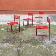 Ensemble de chaises spaghetti modernes italiennes en métal et plastique par Belotti, Alias 1979