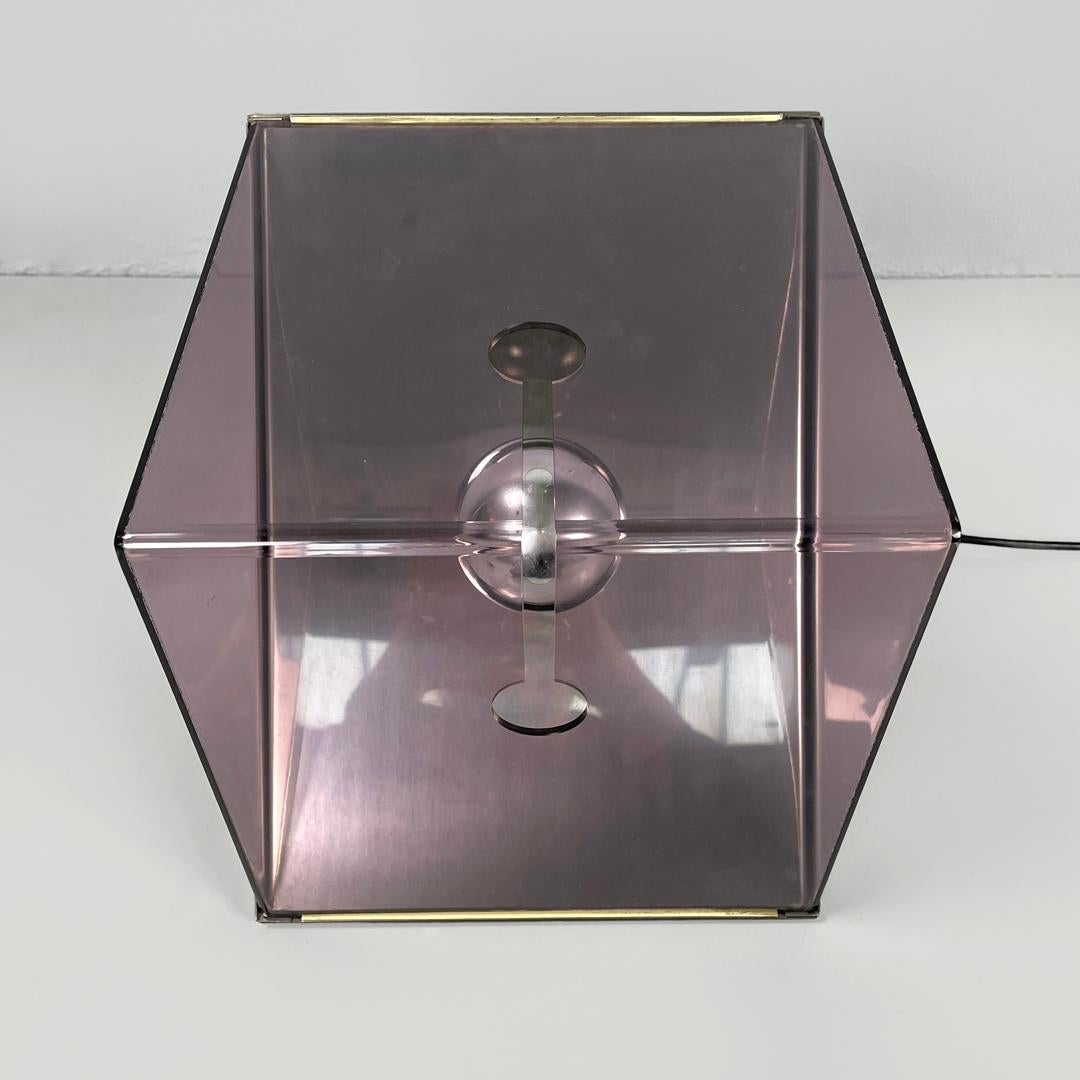 Lampe de table moderne italienne en métal et plexiglas violet par Iter Elettronica, 1970 en vente 4