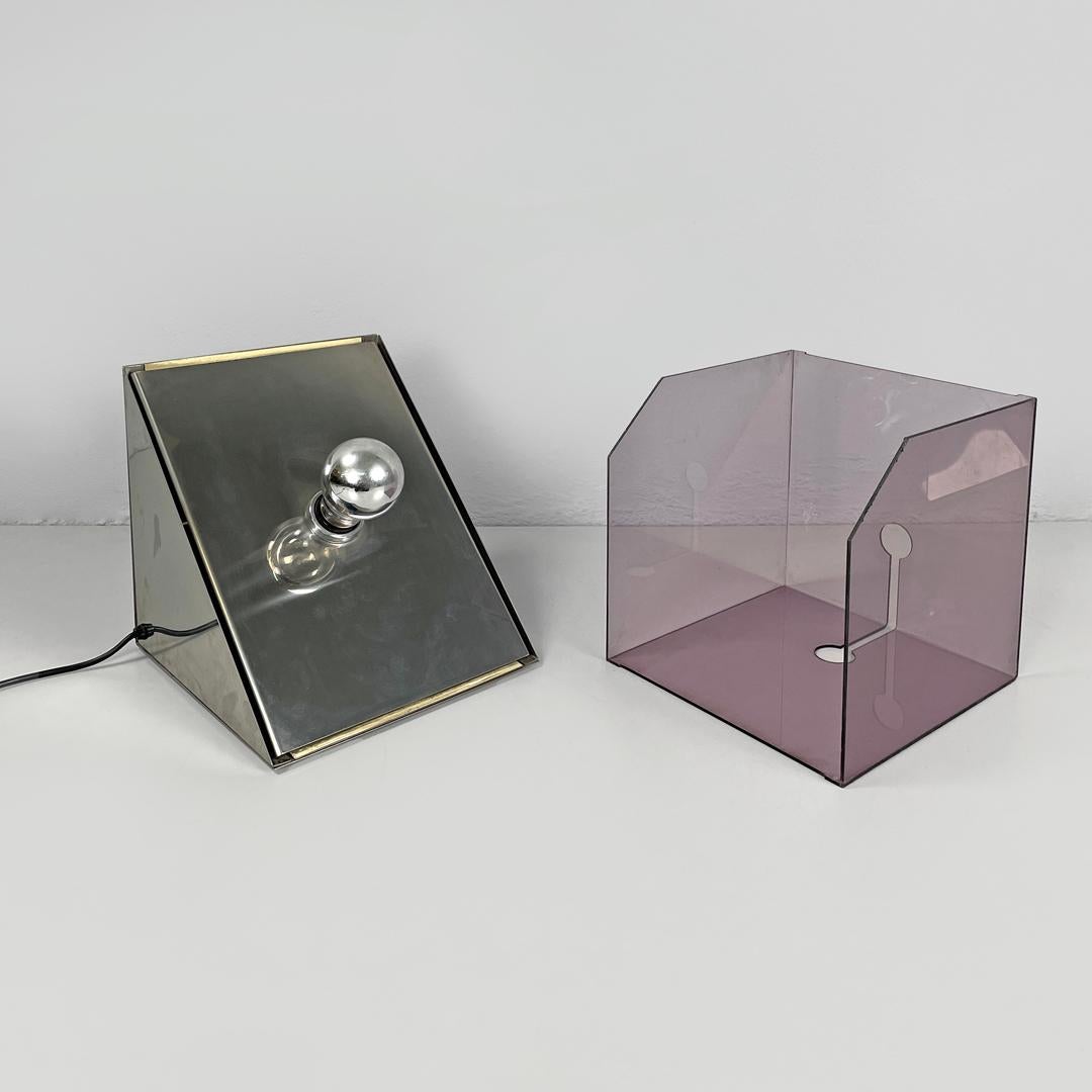 Lampe de table moderne italienne en métal et plexiglas violet par Iter Elettronica, 1970 en vente 5