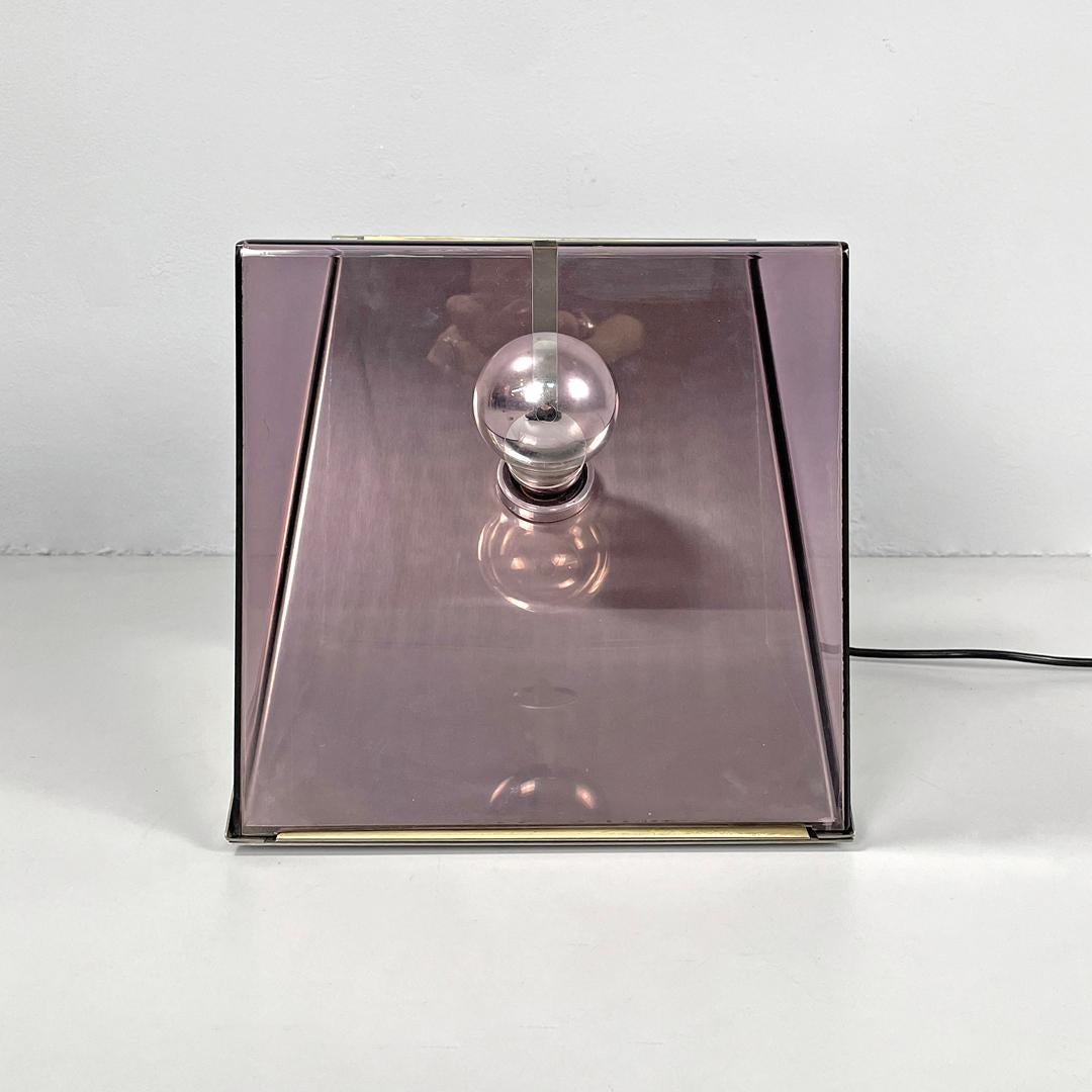 Moderne Lampe de table moderne italienne en métal et plexiglas violet par Iter Elettronica, 1970 en vente
