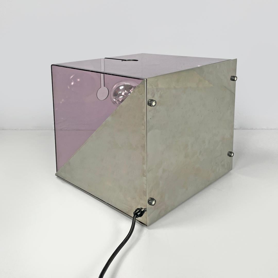 Lampe de table moderne italienne en métal et plexiglas violet par Iter Elettronica, 1970 en vente 2