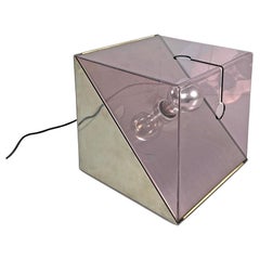 Italian modern metal and purple plexiglass table lamp by Iter Elettronica, 1970s