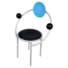 Italian modern metal and wood chair First by Michele de Lucchi for Memphis, 1983