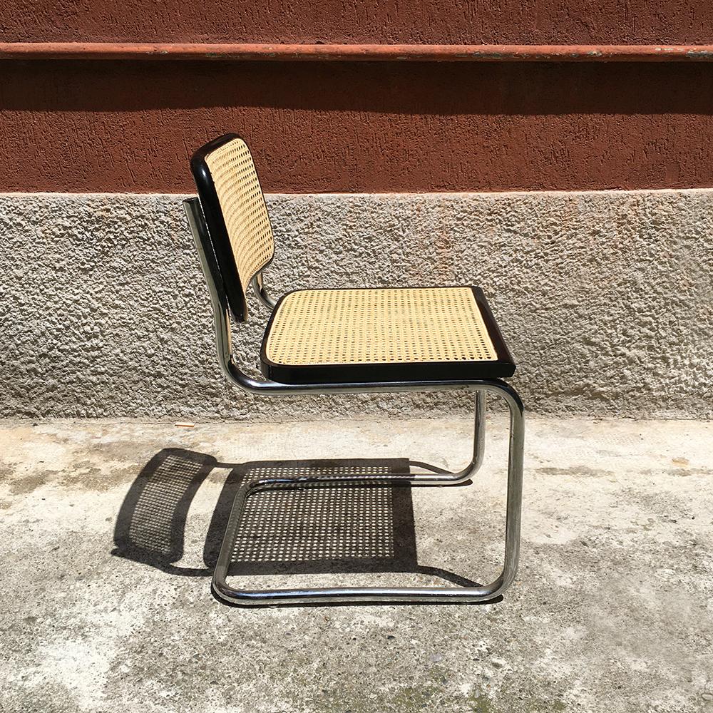 Italian modern metal, black beech and Vienna straw Cesca chair, 1970s
Cesca style chair with chromed steel tubular and structure in glossy black painted beech, back and seat in vienna straw.
Available in different models.
Perfect conditions.
   