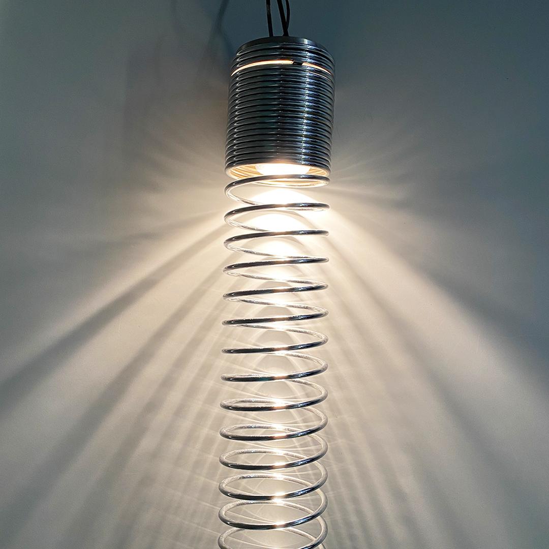 Lampada da soffitto italiana moderna in metallo elastico Molla, Angelo Mangiarotti, Candela 1974 in vendita 6