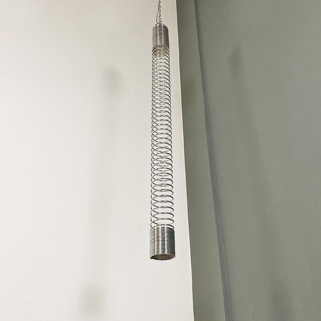 Italian Modern Metal Elastic Molla Ceiling Lamp, Angelo Mangiarotti, Candle 1974 In Good Condition For Sale In MIlano, IT