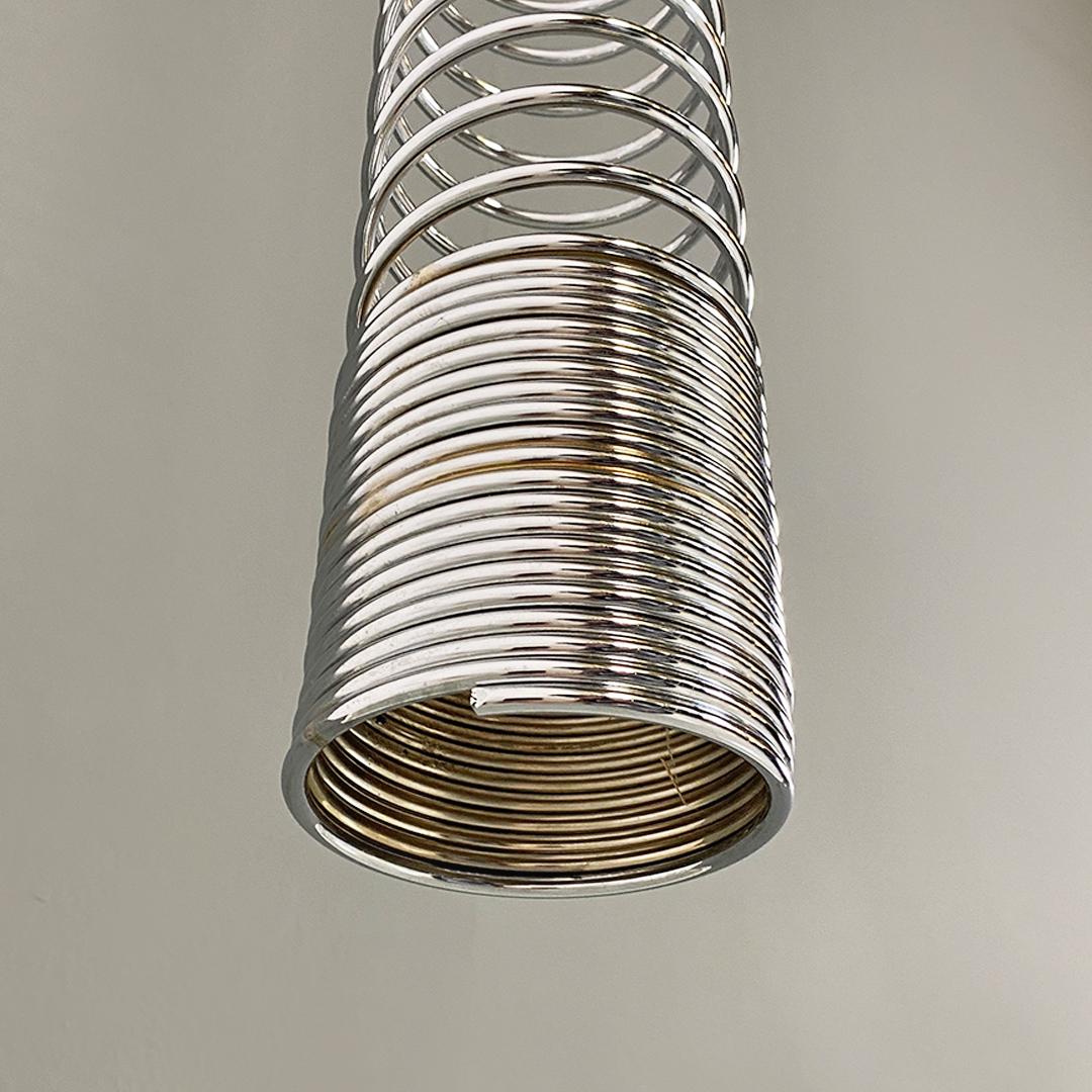 Italian Modern Metal Elastic Molla Ceiling Lamp, Angelo Mangiarotti, Candle 1974 For Sale 1