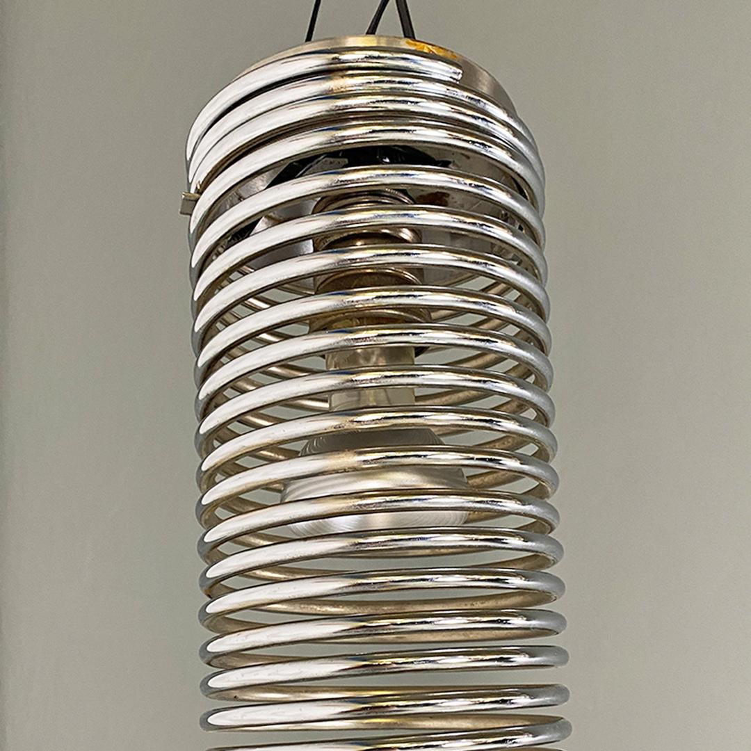 Italian Modern Metal Elastic Molla Ceiling Lamp, Angelo Mangiarotti, Candle 1974 For Sale 4