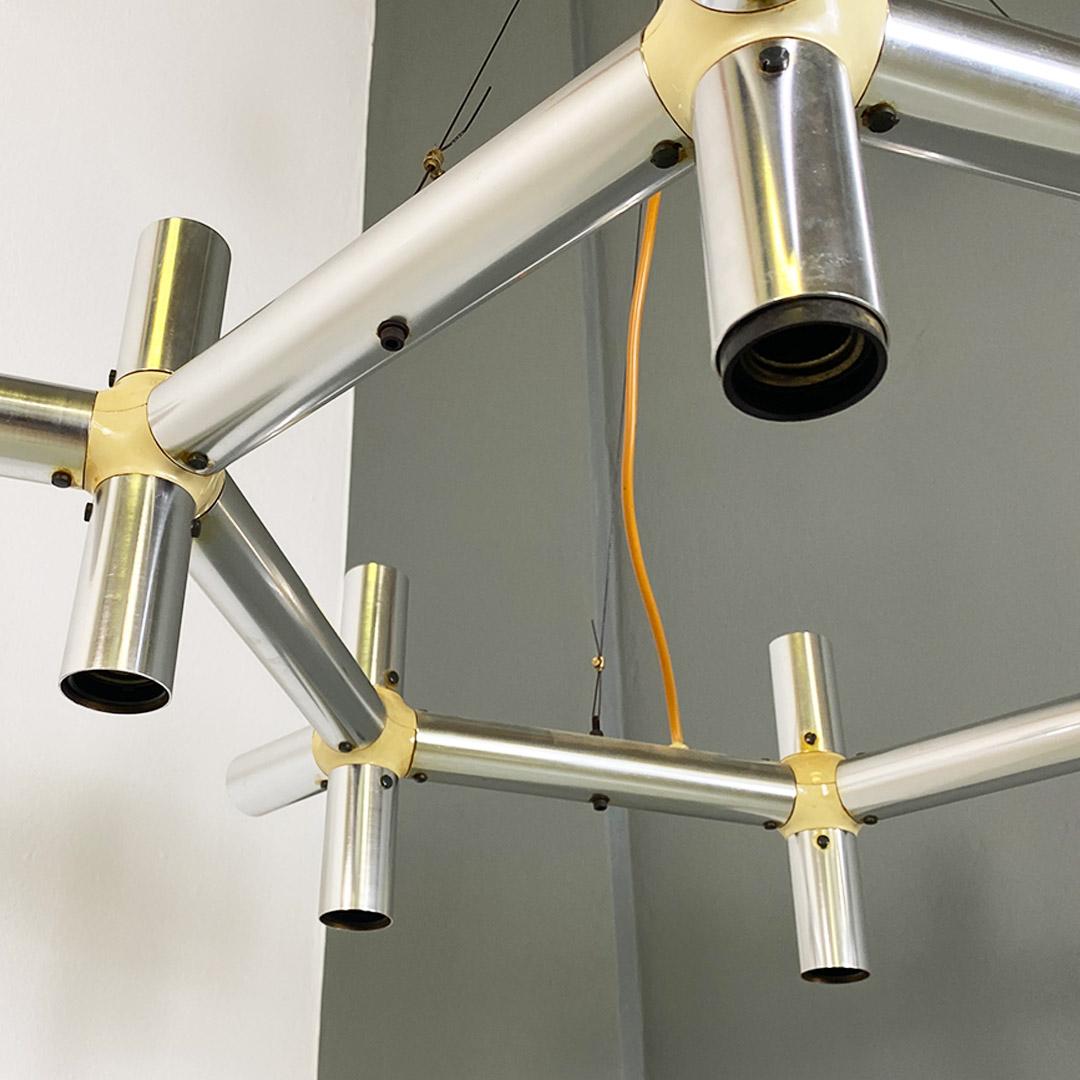 Italian modern metal plastic Atomic chandelier Robert Trix Haussmann Swiss 1970s For Sale 2