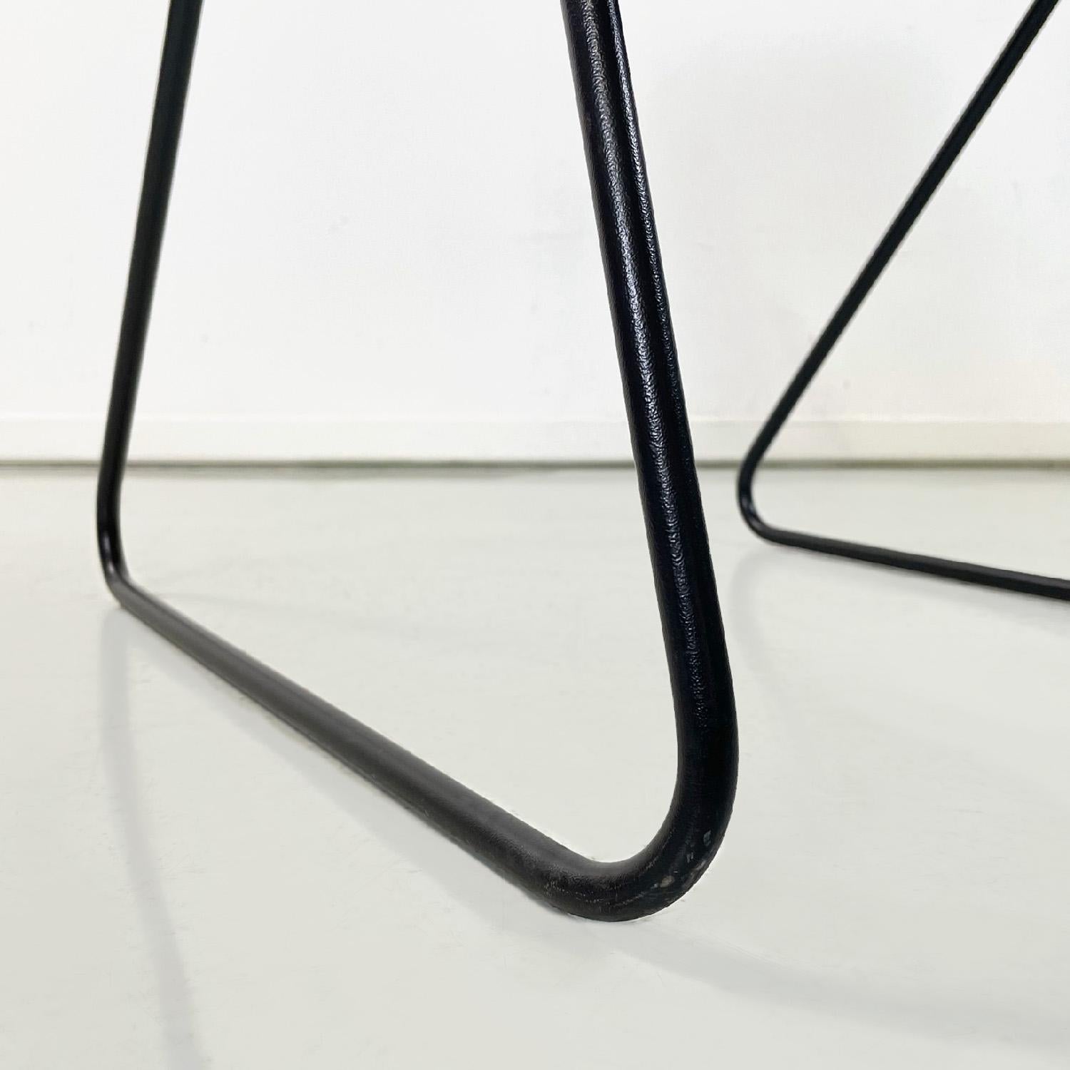 Italian modern metal rod and perforated metal sheet black metal chair, 1980s 7