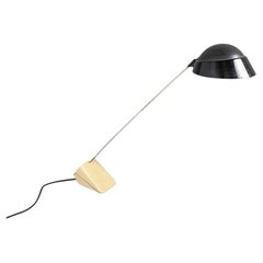 Italian modern metal rod black diffuser and beige plastic base table lamp, 1980s