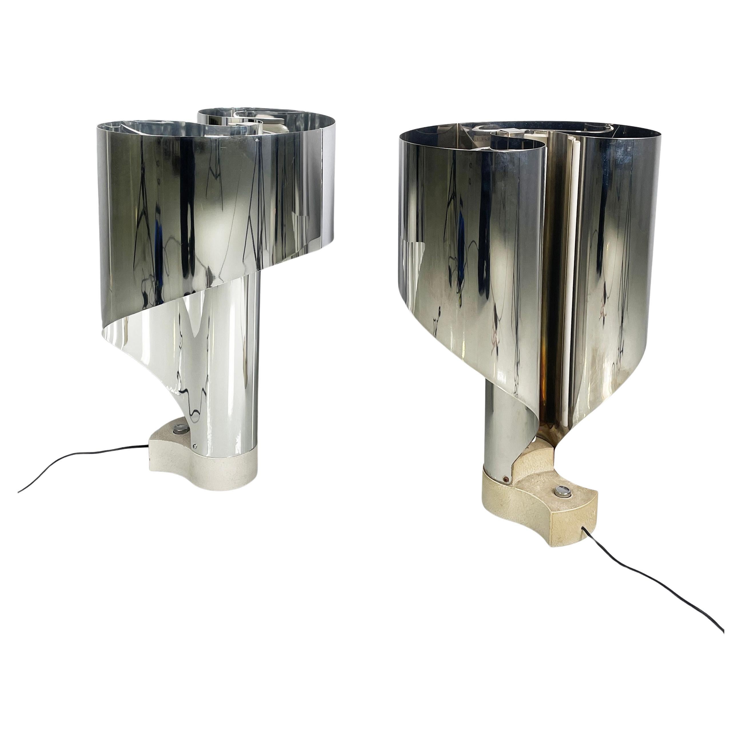 Italian modern metal Spinnaker table lamps Corsini & Wiskemann for Stilnovo 1970