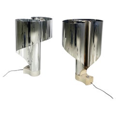 Italian modern metal Spinnaker table lamps Corsini & Wiskemann for Stilnovo 1970