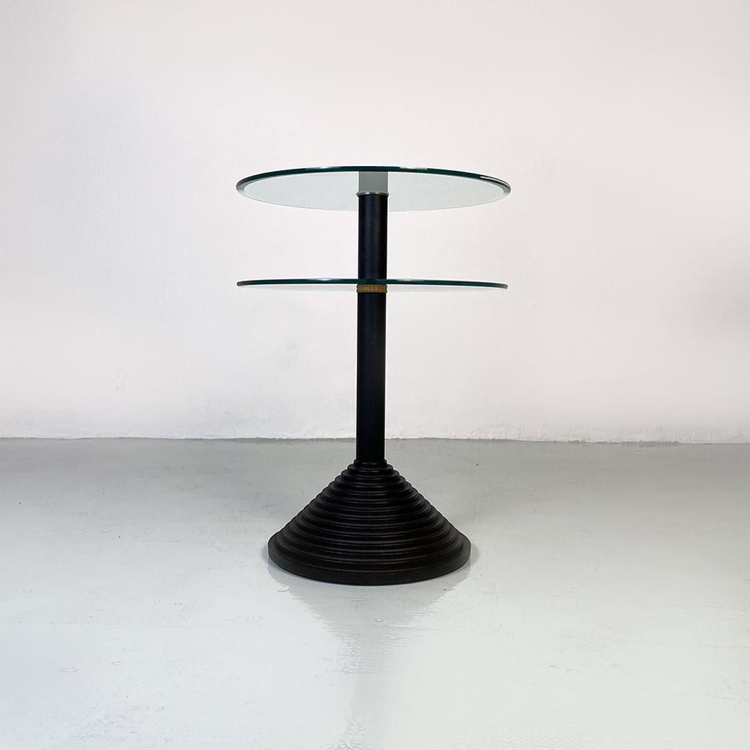 Modern Italian modern metal structure and glass double round top, 1980s For Sale