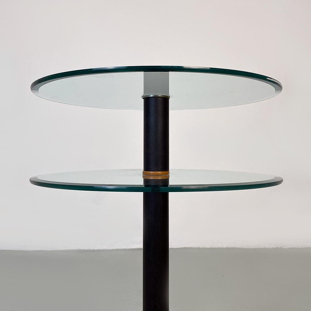 Italian modern metal structure and glass double round top, 1980s For Sale 1