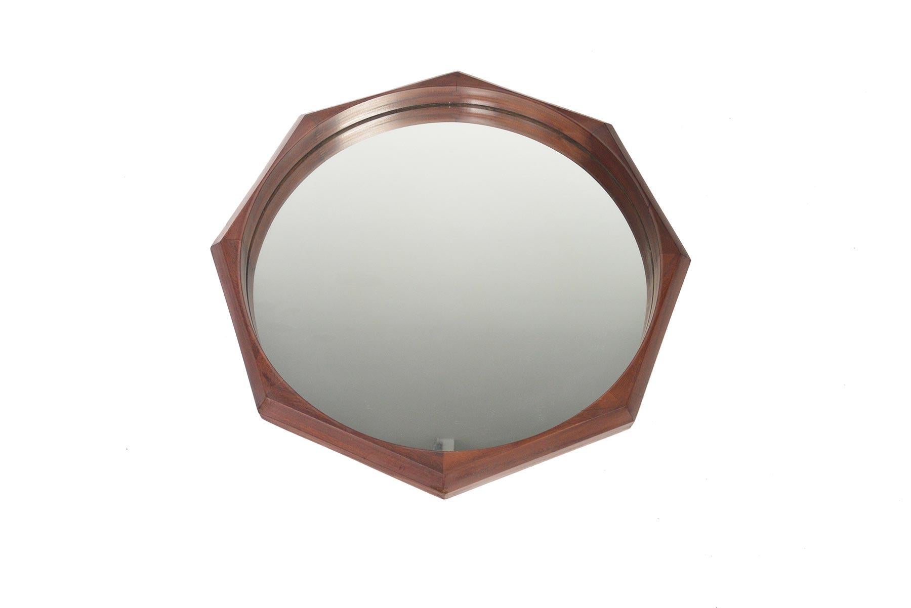 Mid-Century Modern Italian Modern Midcentury Walnut Octagonal Wall Mirror