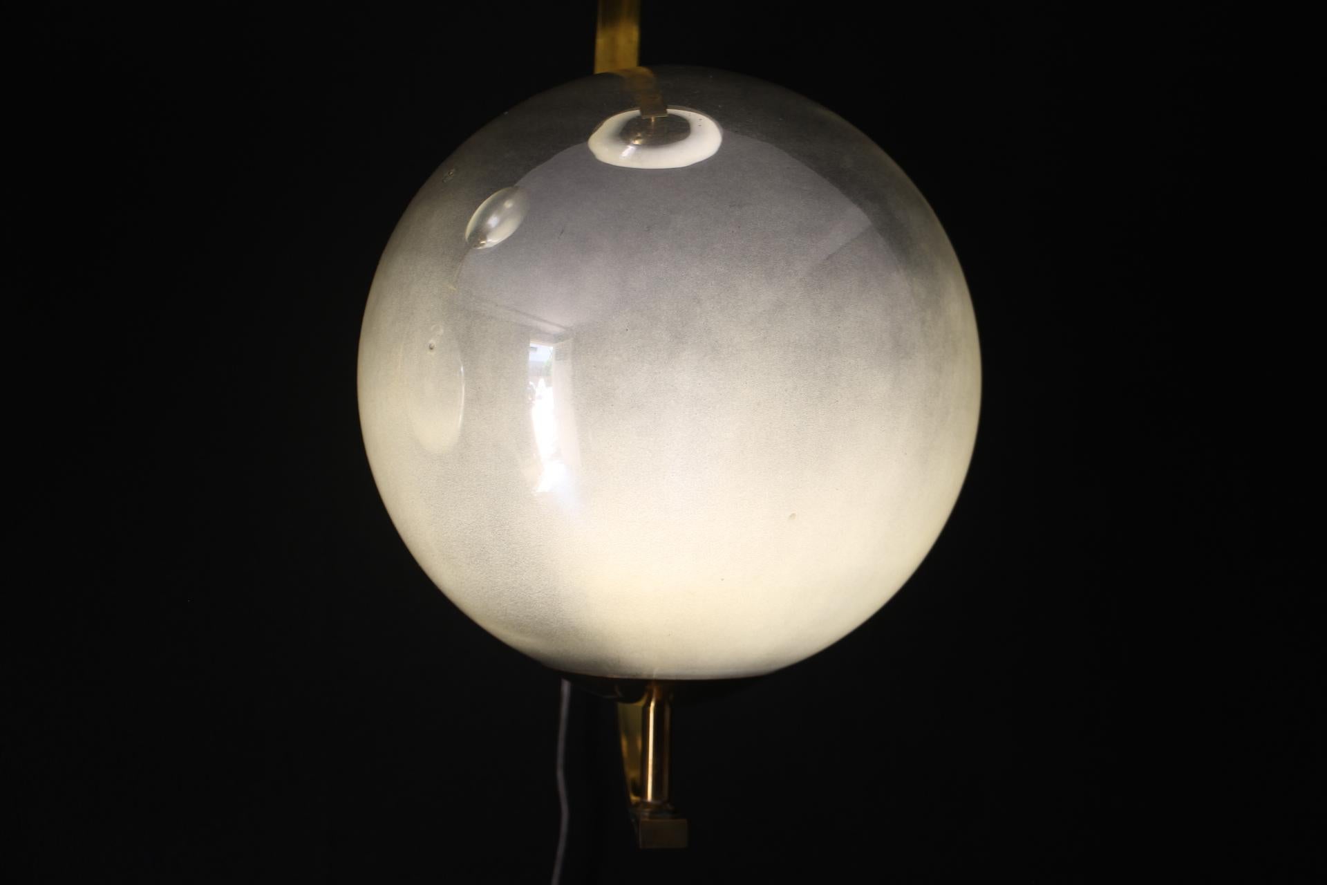 Italian Modern Midcentury Pair of Brass and Mercurised Sliver Glass Sconces 6