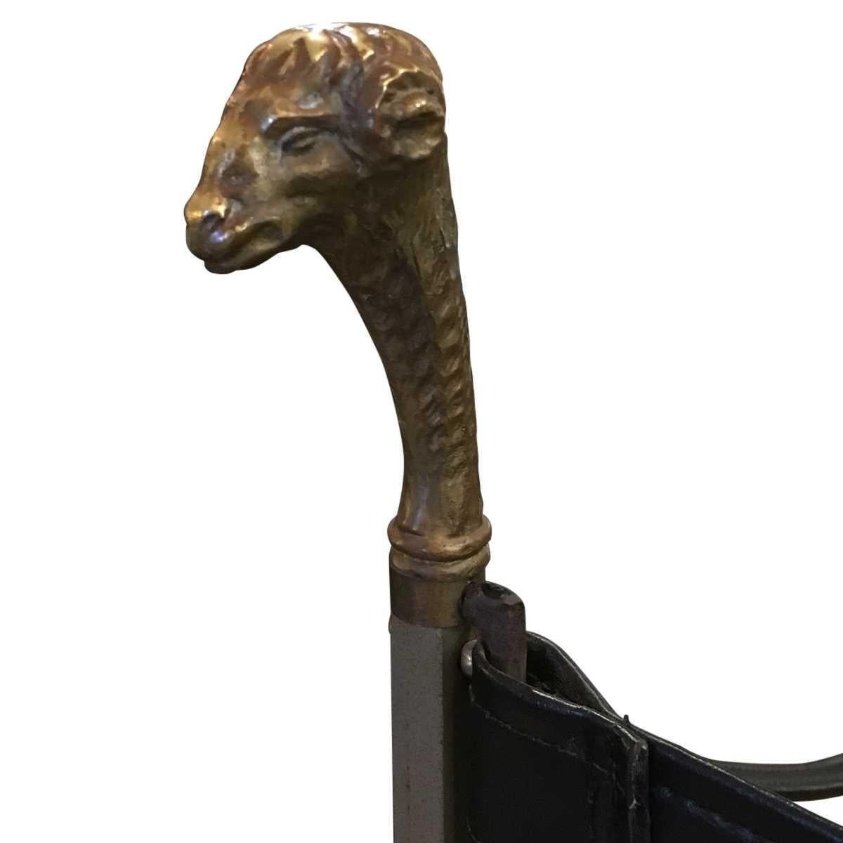Brass Italian Modern Midcentury Ram's Head Accent Chair