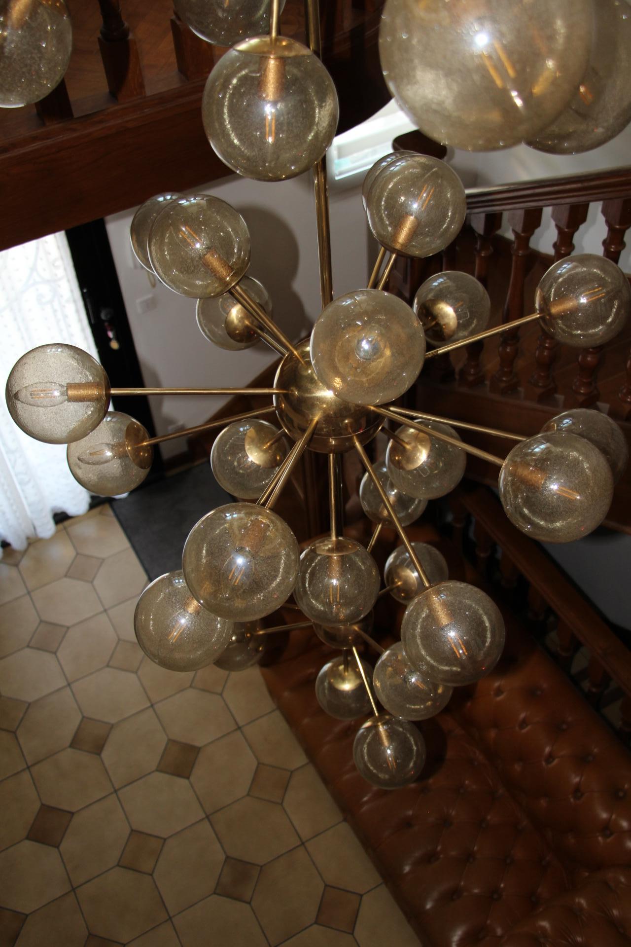 Italian Modern Midcentury Very Tall Sputnik Chandelier, Staircase Chandelier 10
