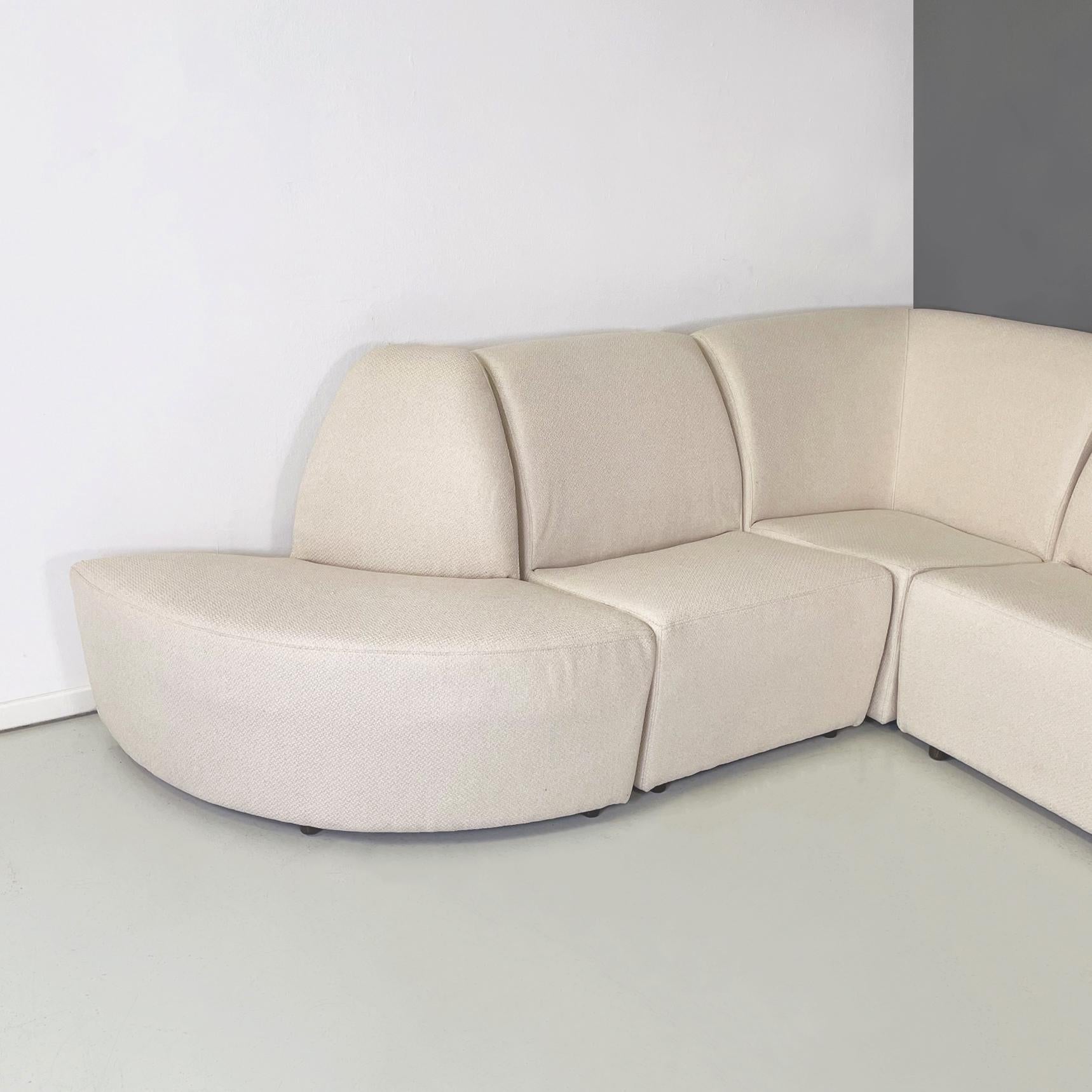 Italian Modern Modular and Corner Sofa in White Fabric, 1980s 6