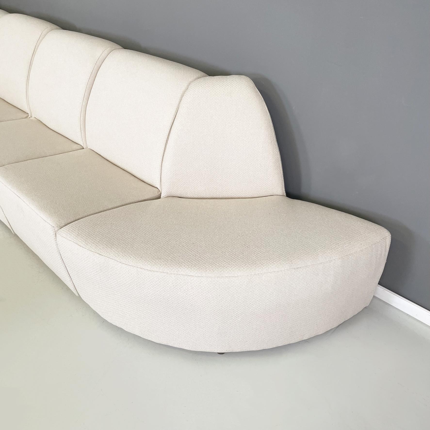 Italian Modern Modular and Corner Sofa in White Fabric, 1980s 7