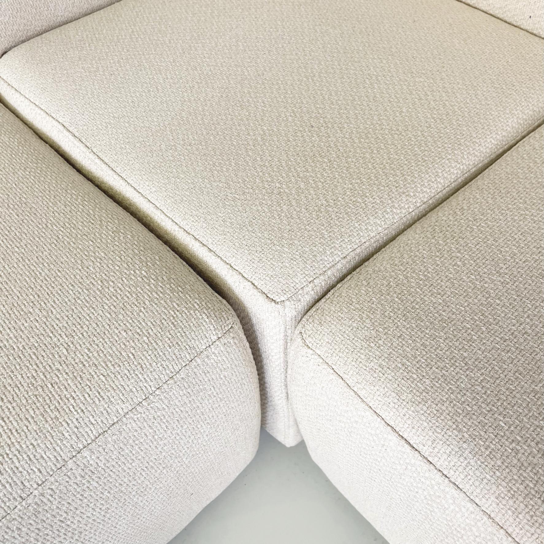 Italian Modern Modular and Corner Sofa in White Fabric, 1980s 9