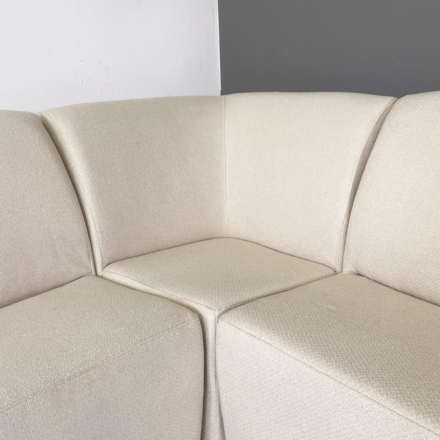 Italian Modern Modular and Corner Sofa in White Fabric, 1980s 4