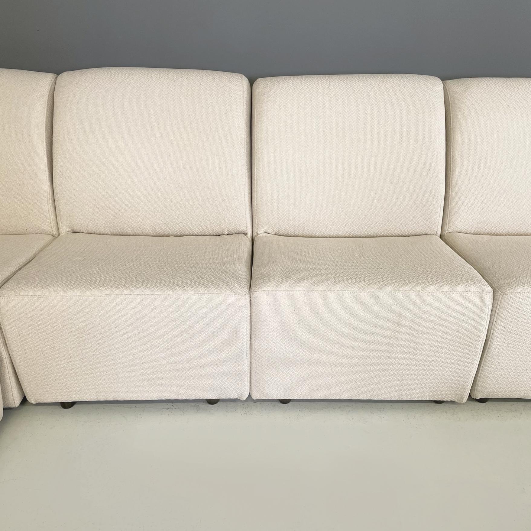 Italian Modern Modular and Corner Sofa in White Fabric, 1980s 5