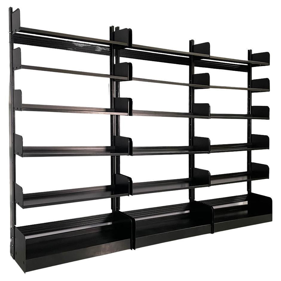 Italian modern modular black bookcase Congresso by Lips Vago, 1970s