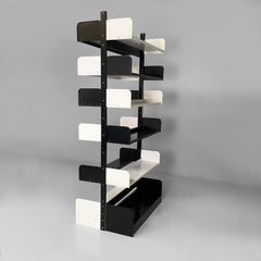 Italian modern modular black white bookcase Congresso by Lips Vago, 1970s