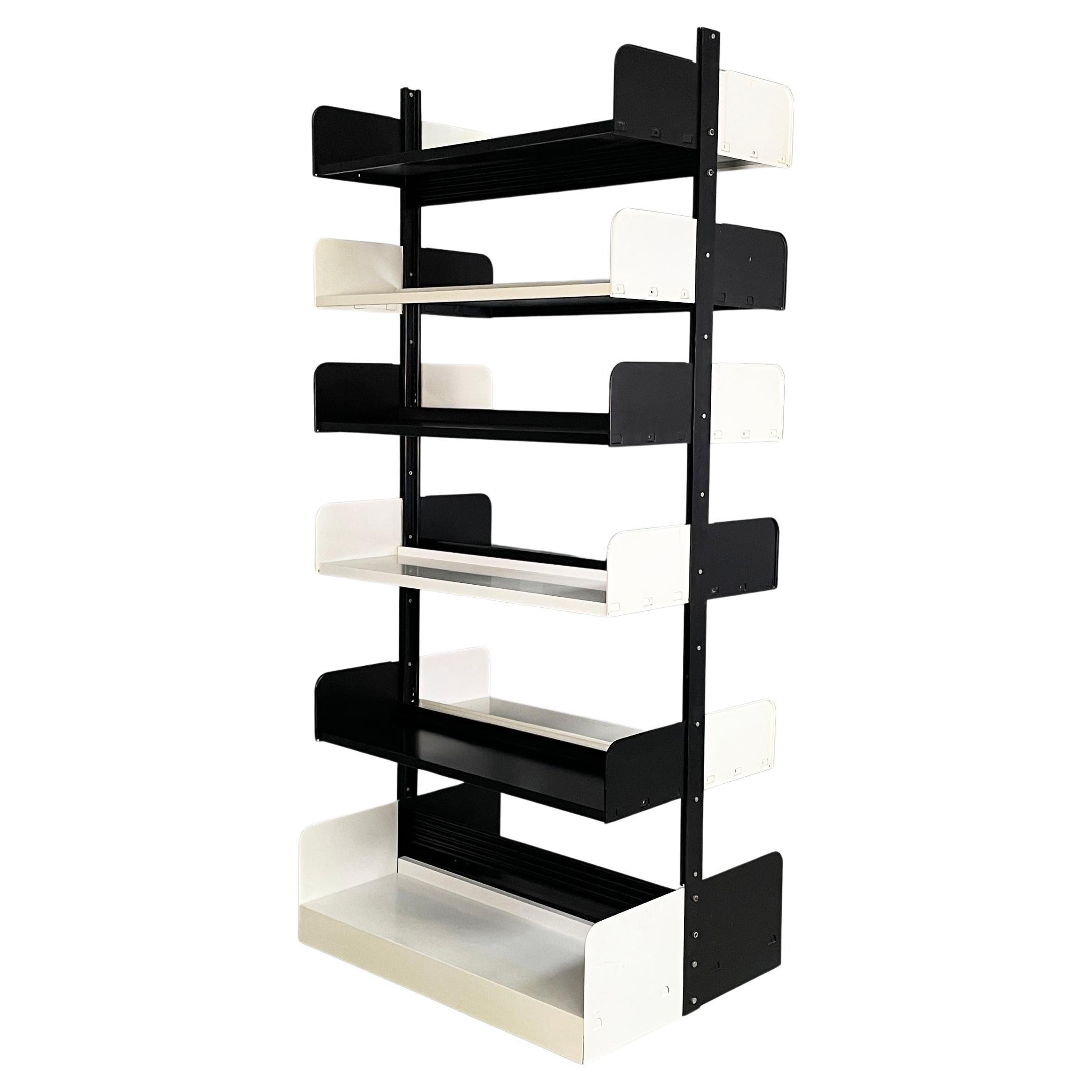 Italian modern modular black white bookcase Congresso by Lips Vago, 1970s