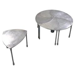 Italian modern modular decorated steel coffee table, 2000s