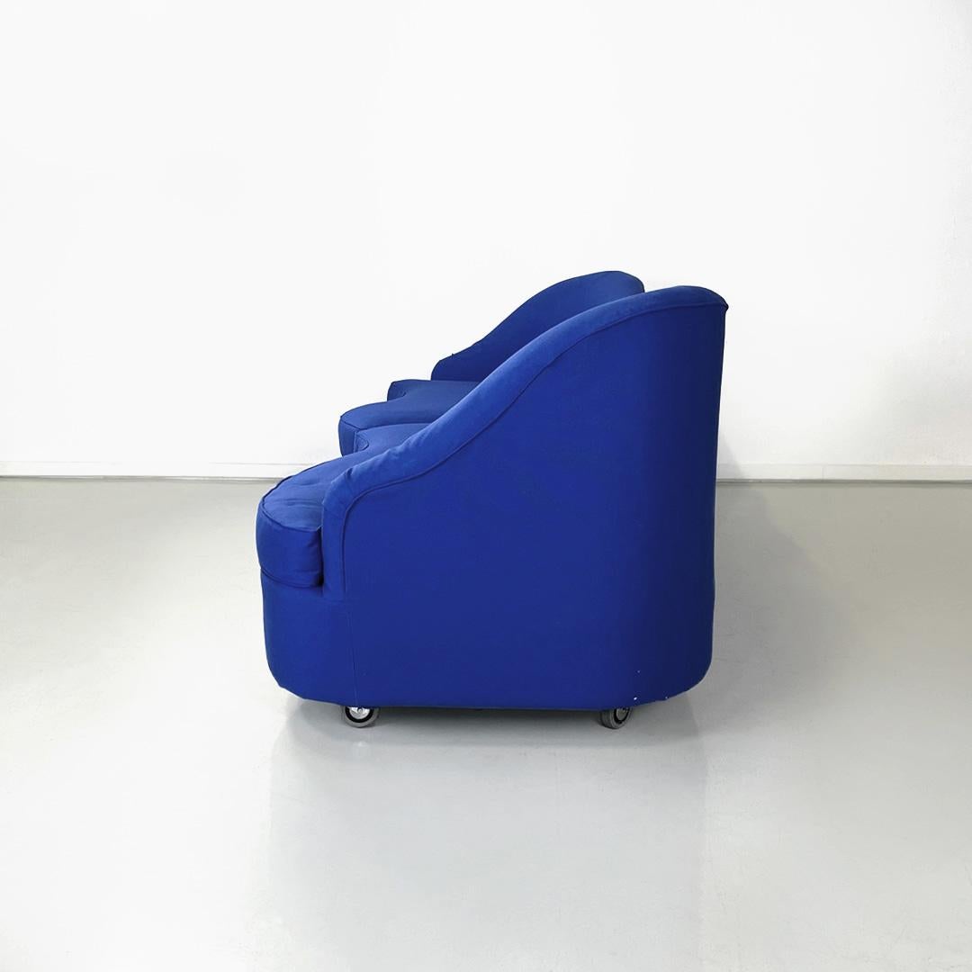 Modern Italian modern modular sofas in electric blue fabric by Maison Gilardino, 1990s For Sale