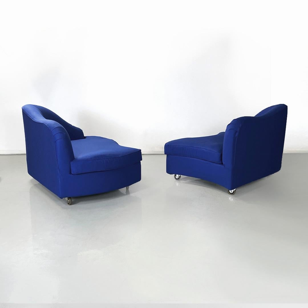 Metal Italian modern modular sofas in electric blue fabric by Maison Gilardino, 1990s For Sale