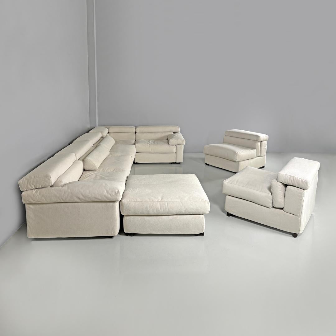 Fabric Italian modern modular white sofa Erasmo by Afra and Tobia Scarpa for B&B, 1970s For Sale