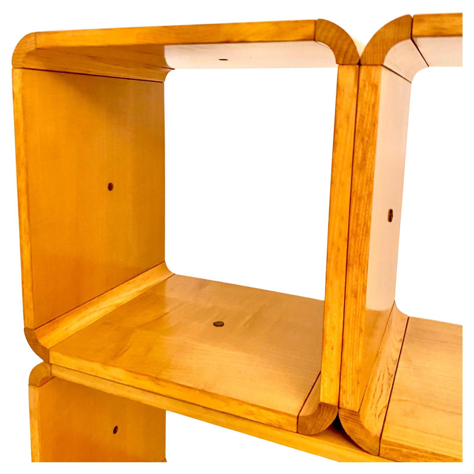 Italian Modern Modular Wood Bookcase, Carlo De Carli for FIARM, Italy 1970 's 1