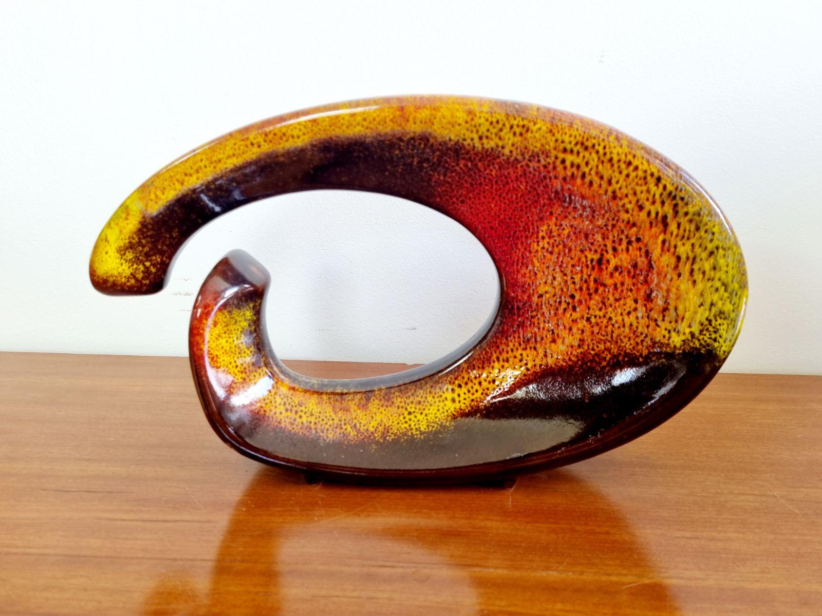 Italian Modern Multicolored Glazed Vase by Roberto Rigon for Beroncello, 70s For Sale 4