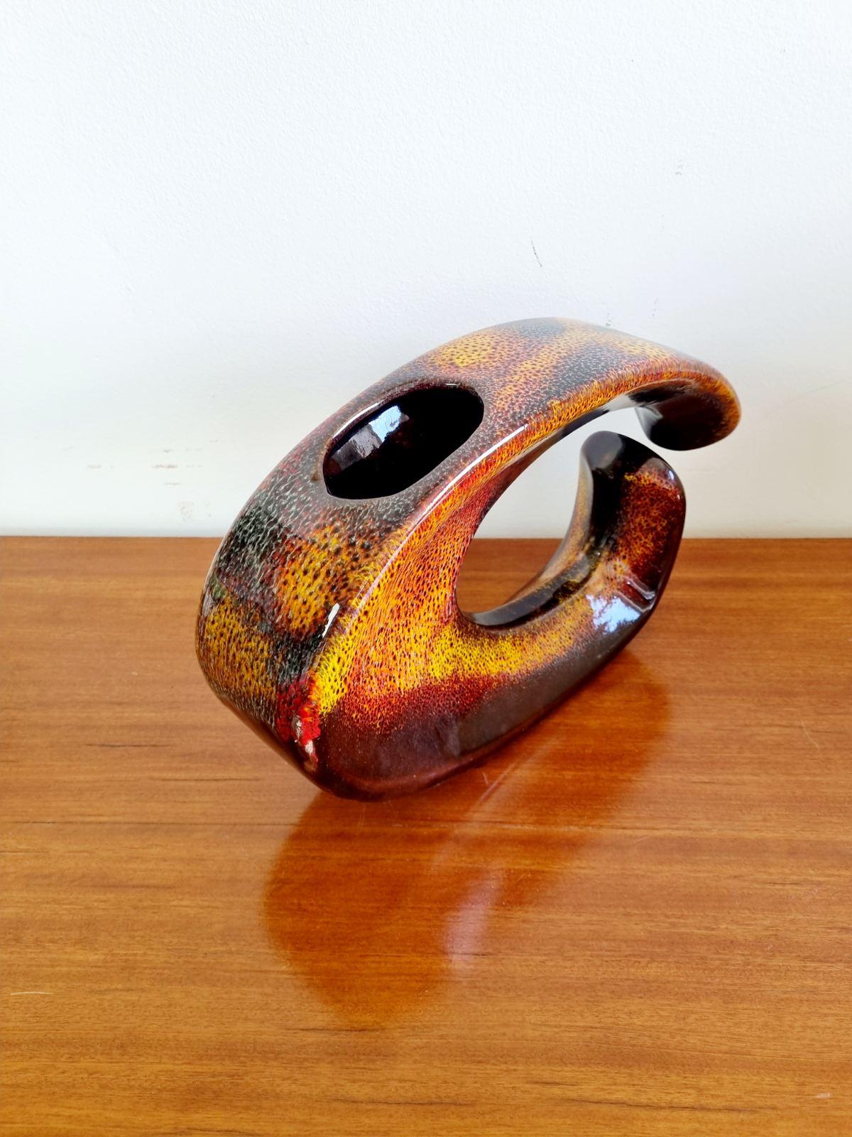 Italian Modern Multicolored Glazed Vase by Roberto Rigon for Beroncello, 70s For Sale 5