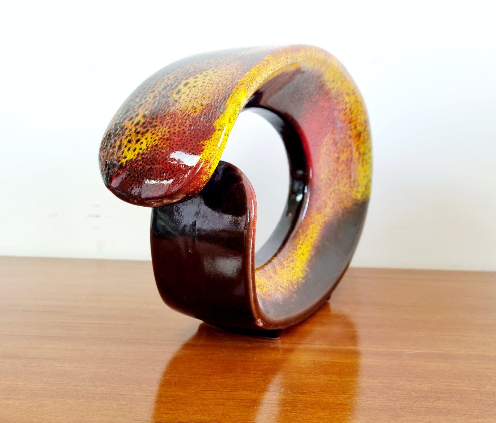 Italian Modern Multicolored Glazed Vase by Roberto Rigon for Beroncello, 70s For Sale 7