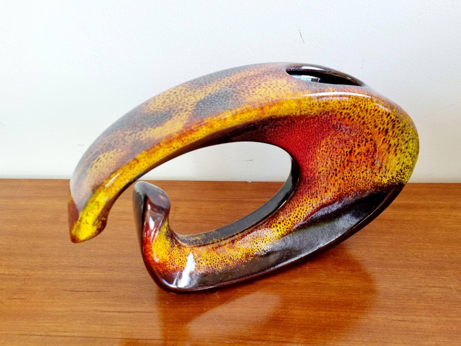 Italian Modern Multicolored Glazed Vase by Roberto Rigon for Beroncello, 70s For Sale 9