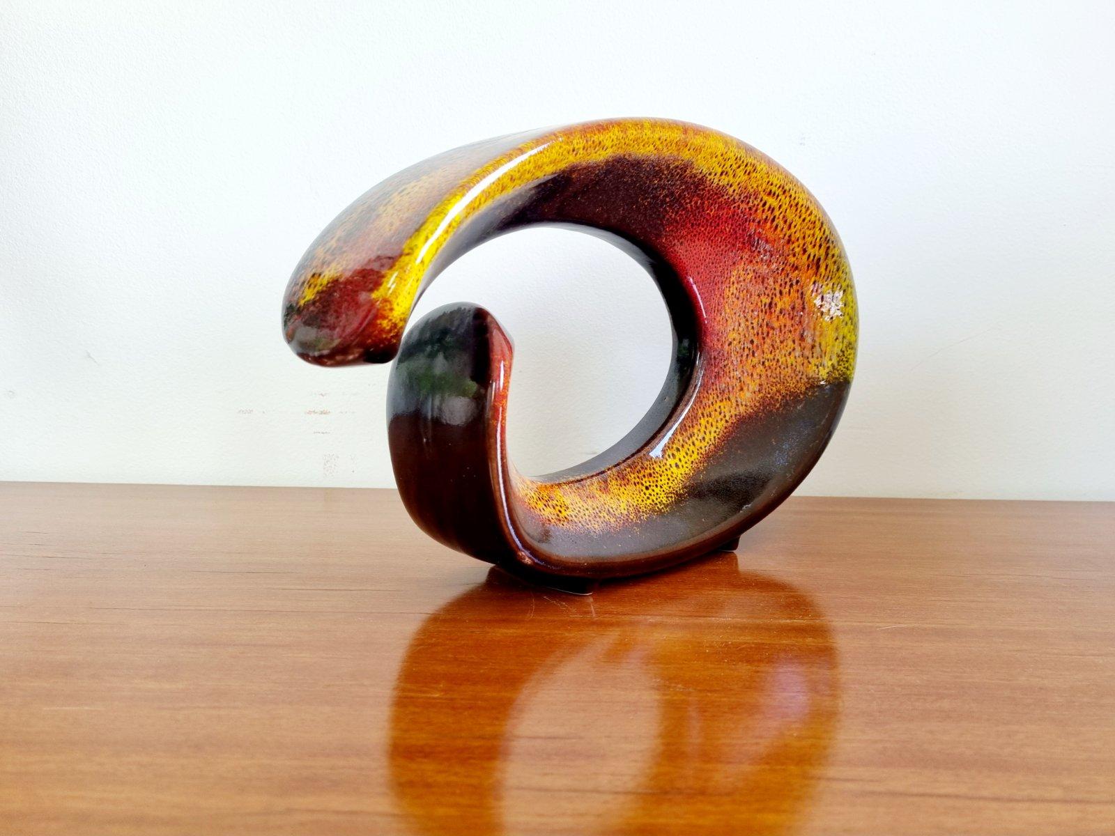 Italian Modern Multicolored Glazed Vase by Roberto Rigon for Beroncello, 70s For Sale 1