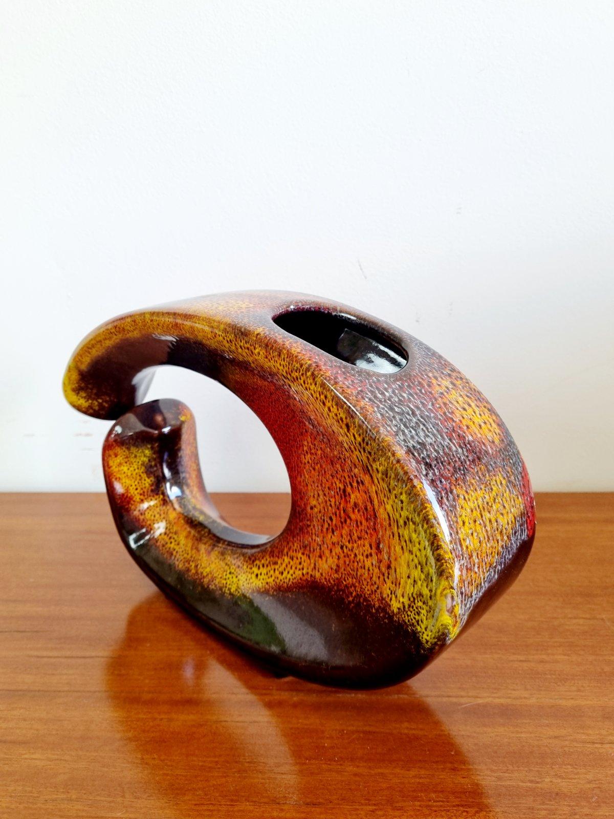 Italian Modern Multicolored Glazed Vase by Roberto Rigon for Beroncello, 70s For Sale 2