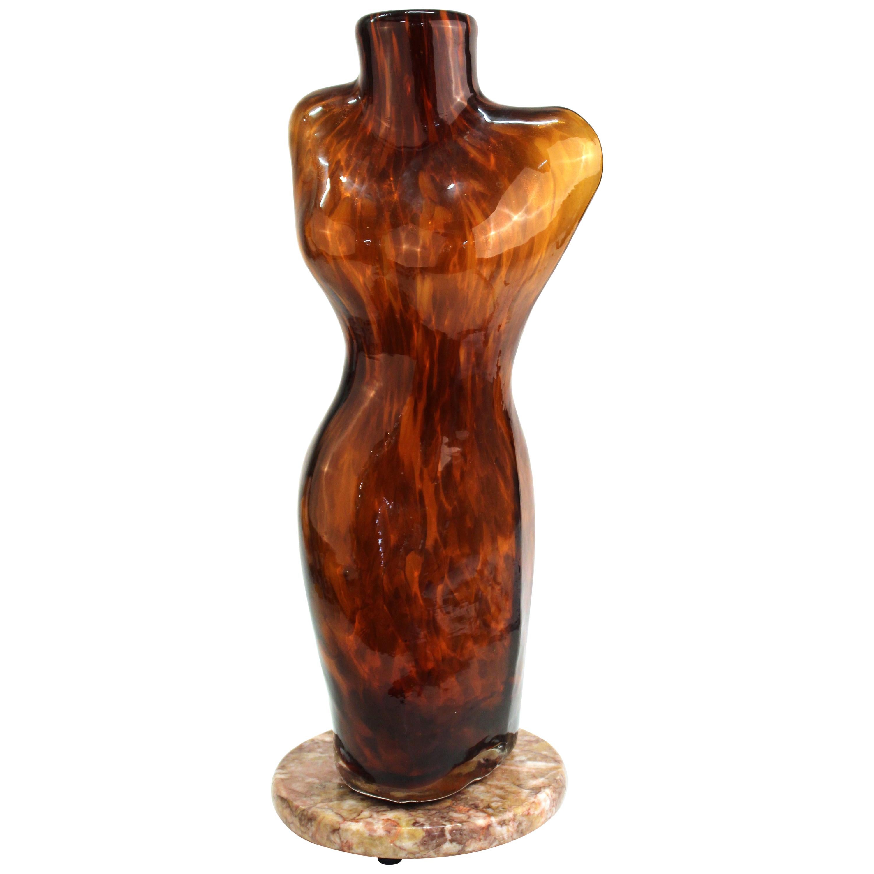 Vase torse en verre d'art de Murano moderne italien