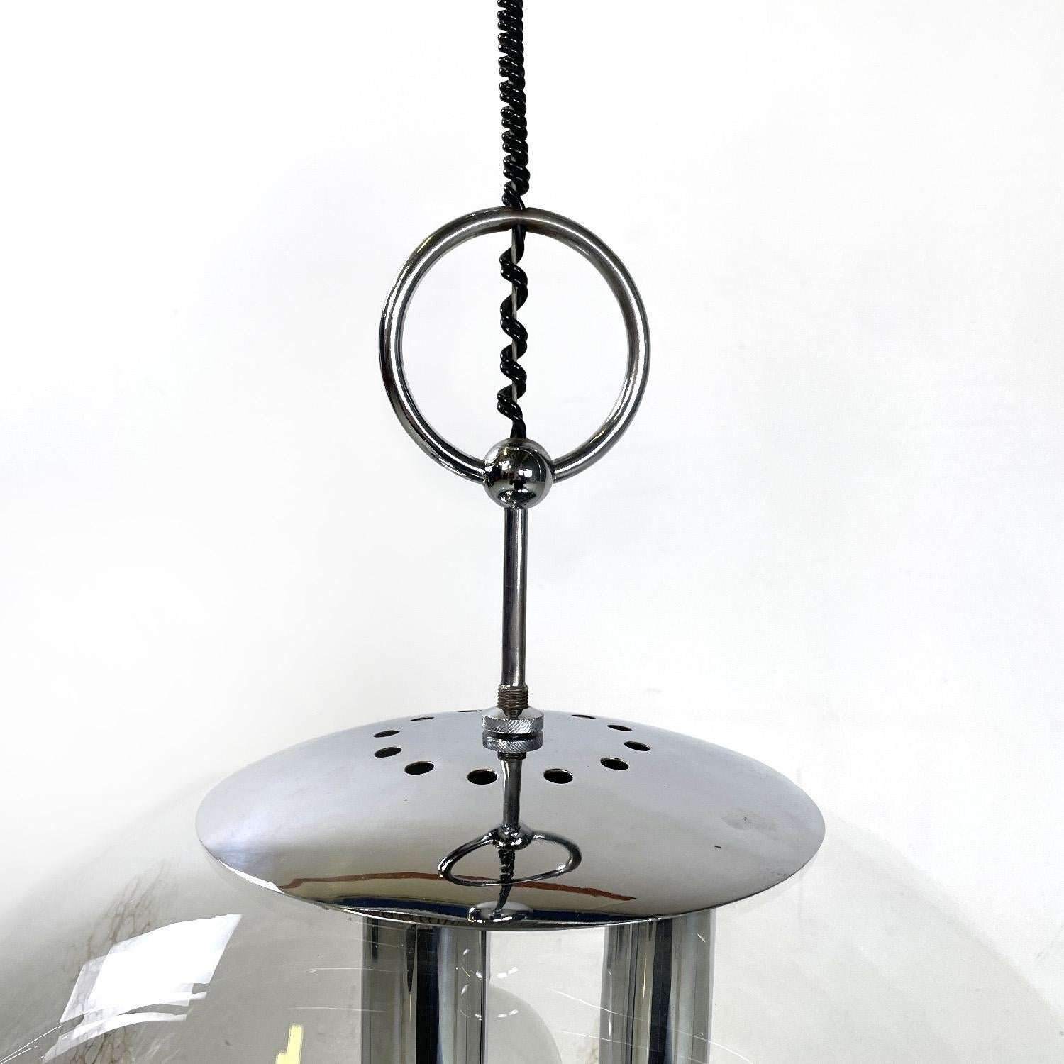 Italian modern Murano glass and chromed steel chandelier by La Murrina, 1970s For Sale 1